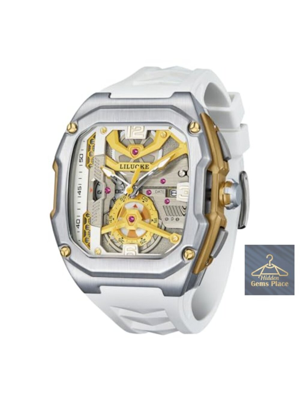 Luminous Motorcycle Inspired Silicone Strap Skeleton Quartz Watch